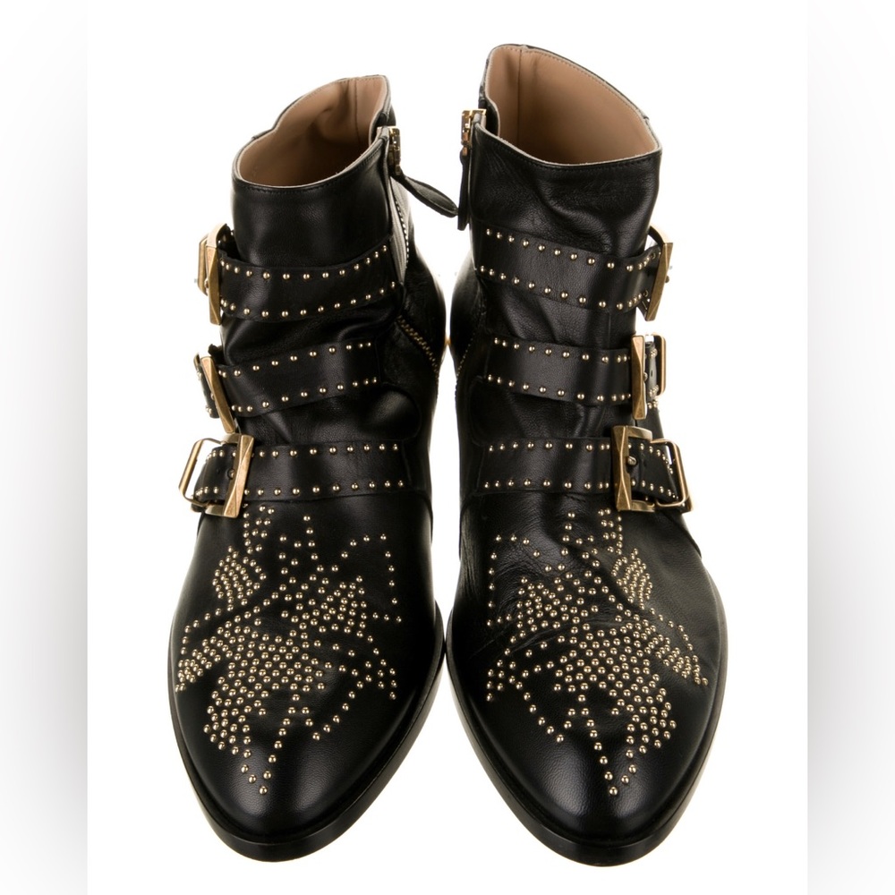 Susanna boots by Chloé, black and gold studded